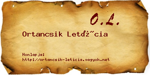 Ortancsik Letícia névjegykártya